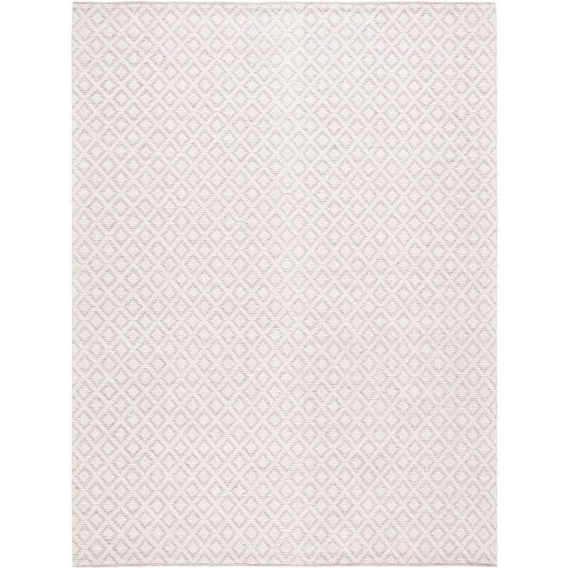 Ivory and Red Hand-Knotted Wool Rectangular Area Rug, 9' x 12'
