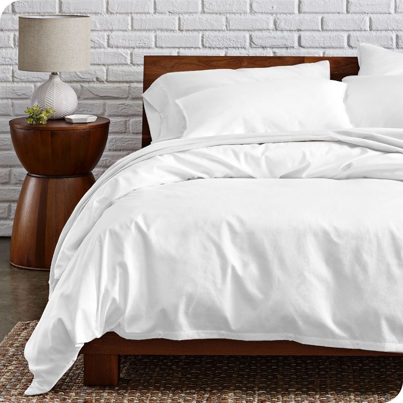 White Organic Cotton Percale Full/Queen Duvet Cover Set