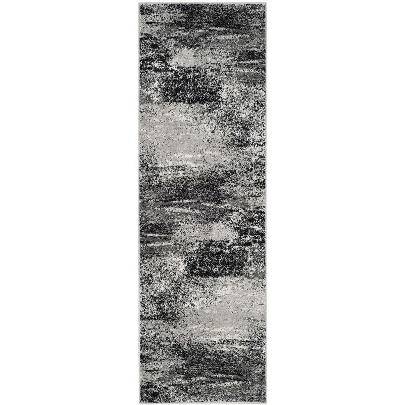 Silver and Multicolor Abstract Synthetic Area Rug