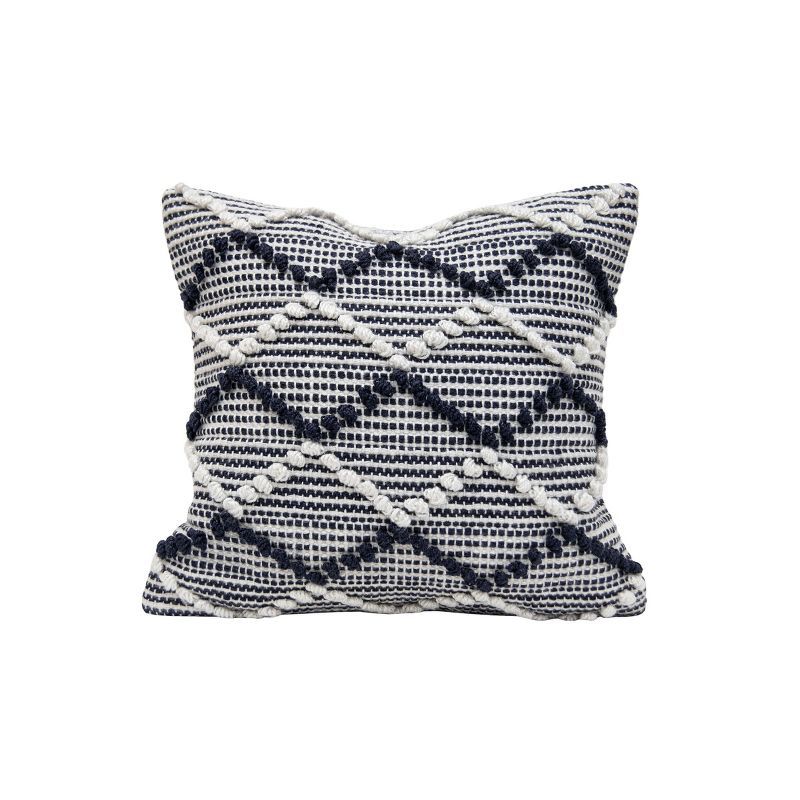 18x18 Inches Blue and White Handwoven Polyester Pillow