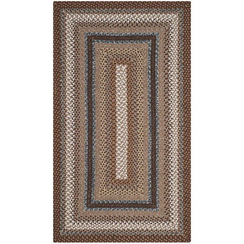 Handwoven Brown/Multi Synthetic 4' x 6' Reversible Braided Rug