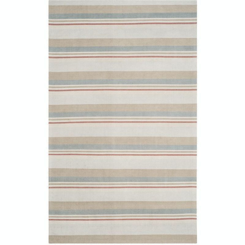 Marbella 6' x 9' Blue and Beige Handwoven Wool Area Rug