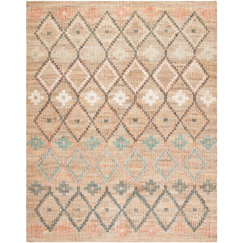 Bohemian Blue and Beige Wool Cotton 8' x 10' Area Rug