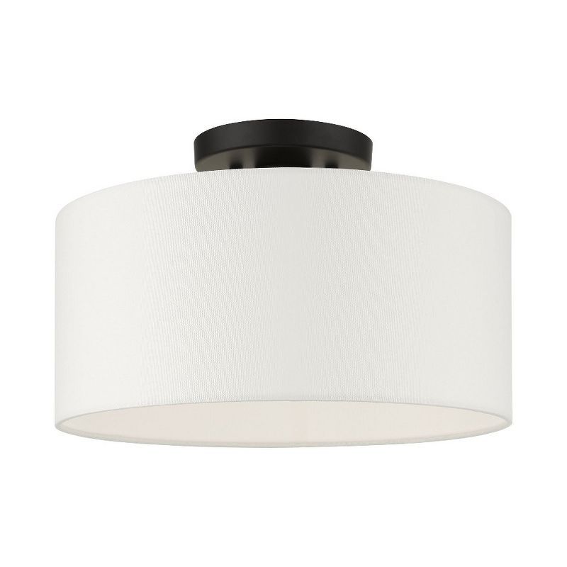 Meridian Contemporary Black Drum Semi-Flush Ceiling Light