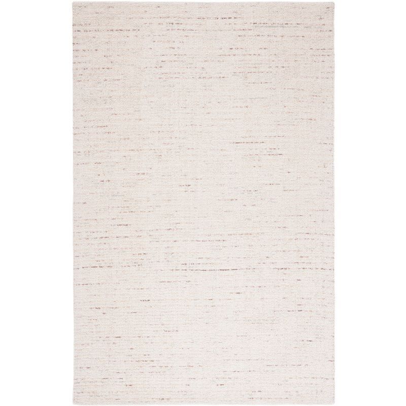 Ivory and Brown Handmade Wool Abstract Area Rug