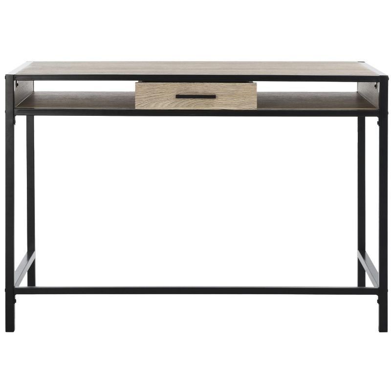 Alan Rustic Brown and Black Wood Corner Desk with Drawer