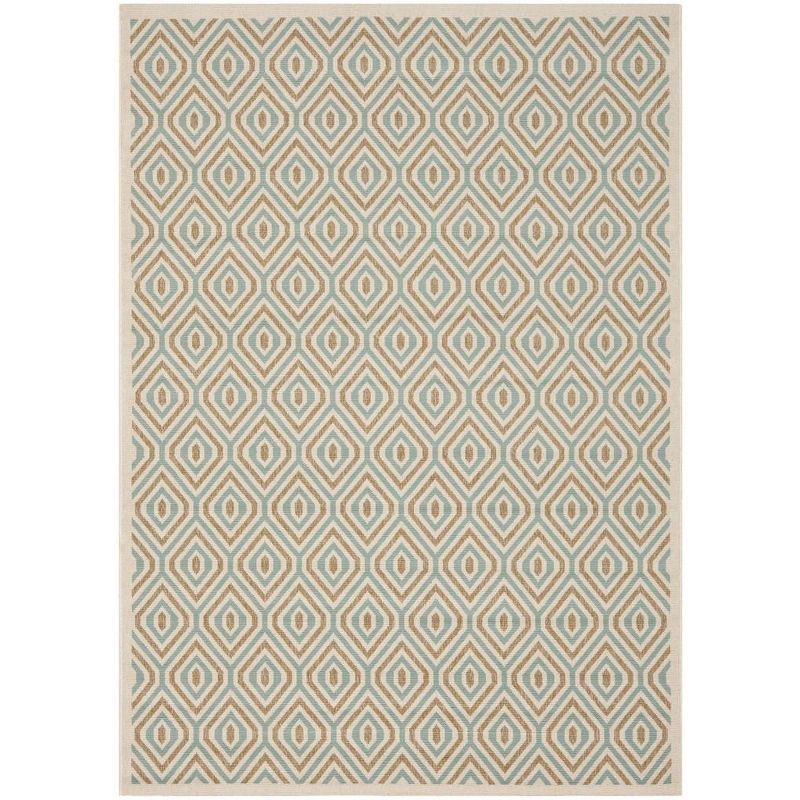 Rectangular Off-White Stain-Resistant Synthetic Area Rug