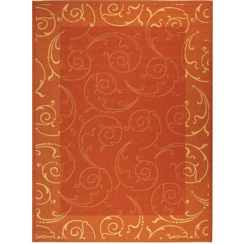 Terracotta/Natural Flat Woven Synthetic Reversible 8' x 11' Rug