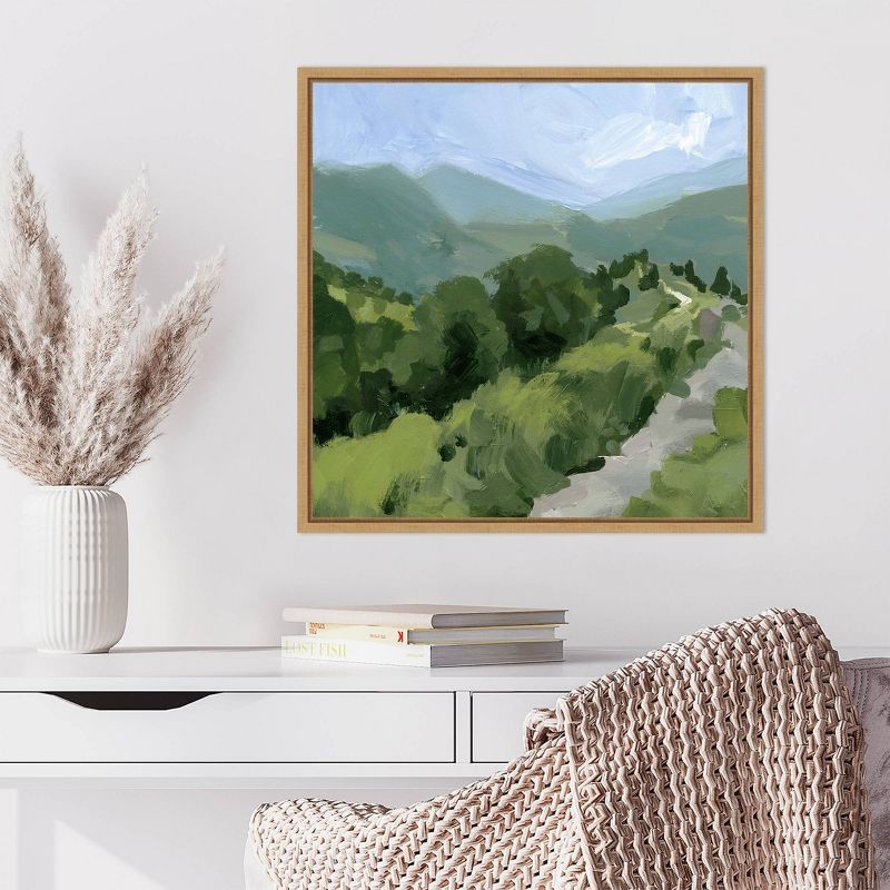 Tree-lined Path I Scenic Landscape Canvas Art with Maple Frame