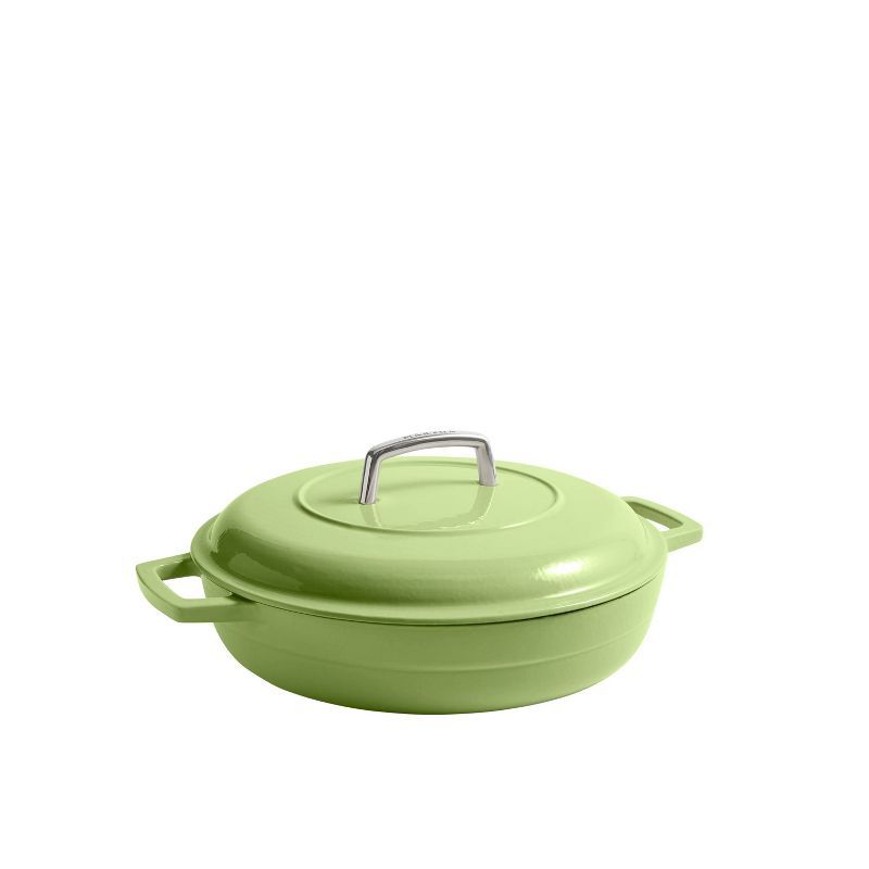 Pistachio Green Enameled Cast Iron Braiser with Lid