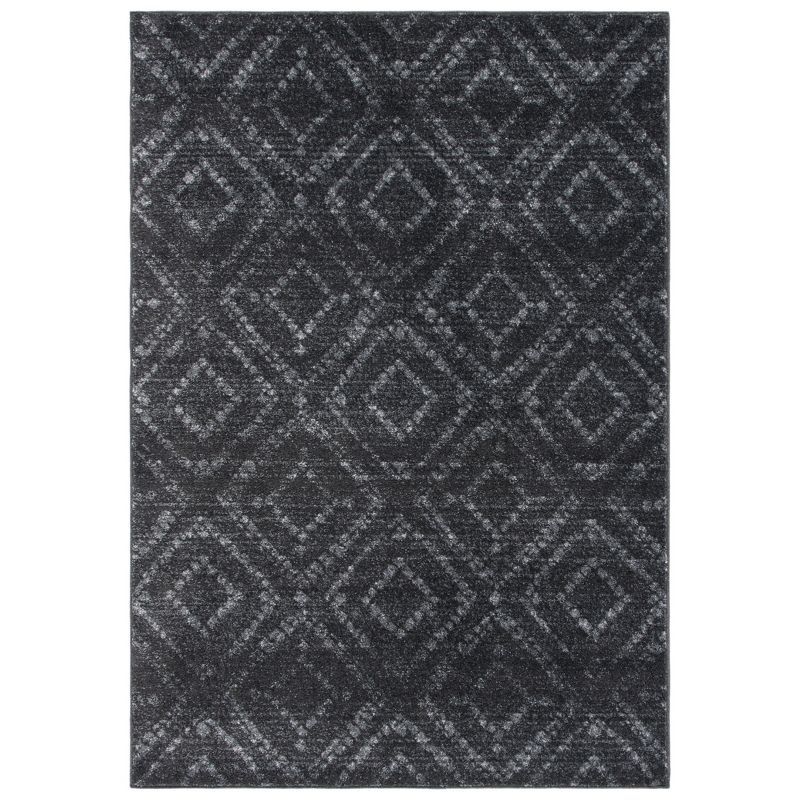 Dark Grey Geometric 4' x 6' Reversible Synthetic Area Rug