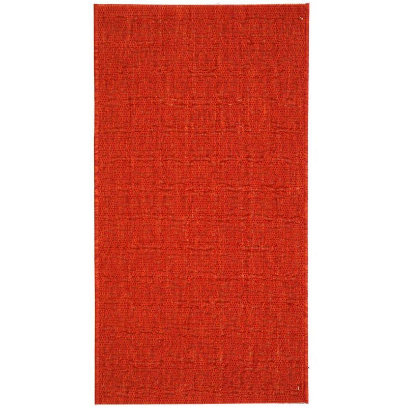 Burnt Orange Low Pile Synthetic Outdoor Runner Rug