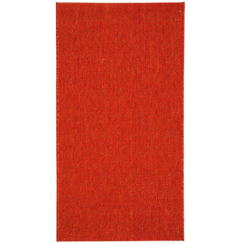 Burnt Orange Low Pile Synthetic Outdoor Runner Rug