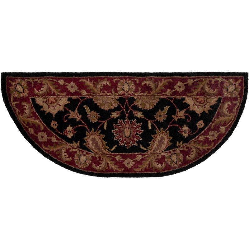 Elegant Hand-Tufted Black and Burgundy Wool Runner Rug - 2'6" x 6'