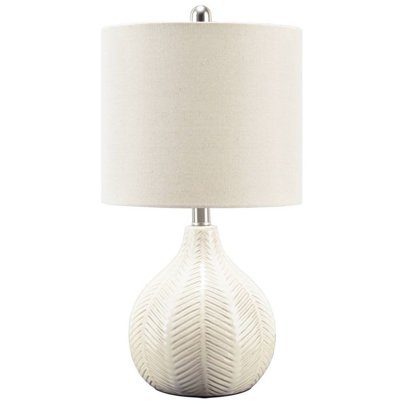 Rainermen Off-White Herringbone Ceramic Table Lamp