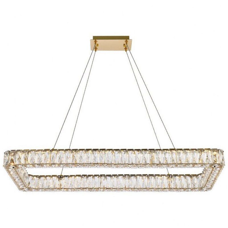 Monroe 42" Gold LED Pendant with Clear Crystal Accents