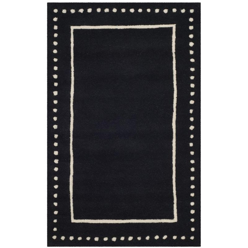 Ivory and Black Hand-Tufted Wool Area Rug 2'6" x 4'0"