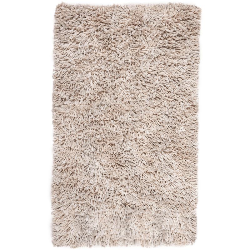 Beige/Ivory 3' x 5' Handmade Reversible Shag Area Rug