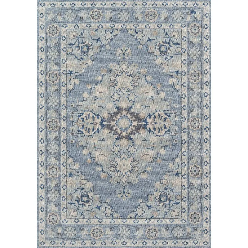 Anatolia Blue Medallion Wool and Synthetic Area Rug