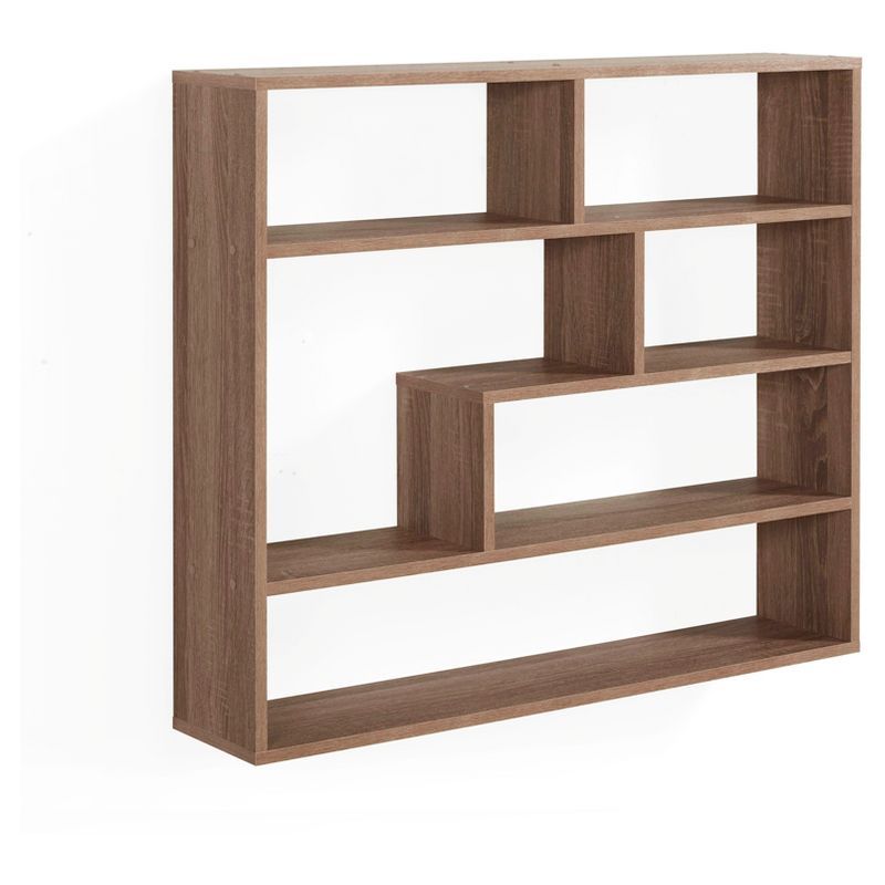 Modern Weathered Oak Floating Wall Shelf Unit, 40" x 6"