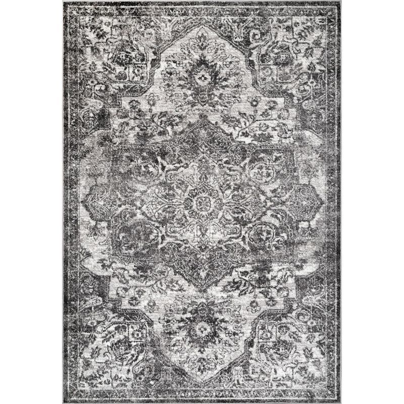 Gray 8' x 10' Synthetic Medallion Area Rug