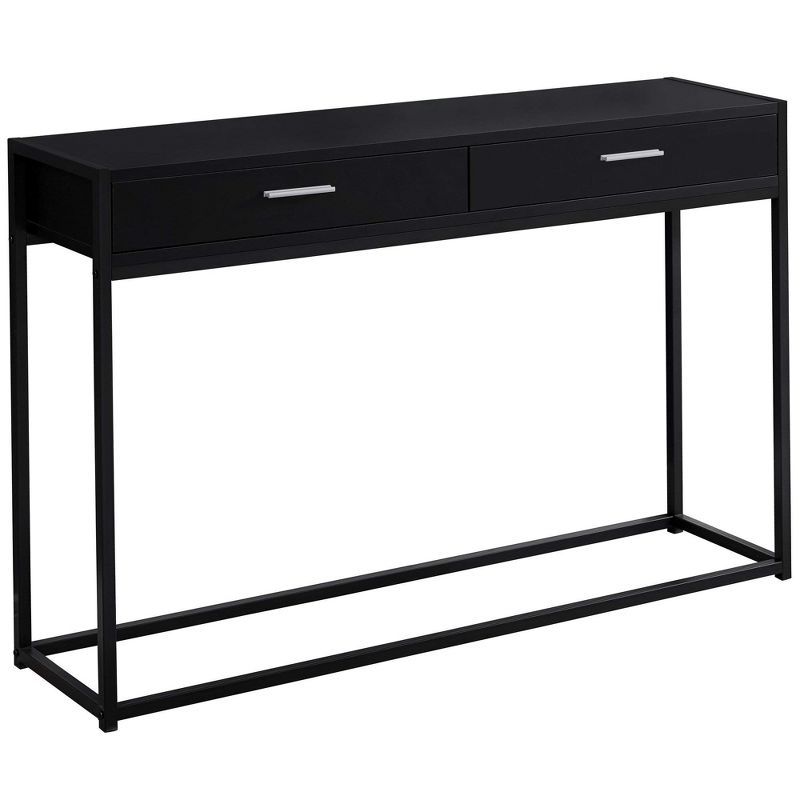 Black Metal and Wood Console Table with Storage Drawers