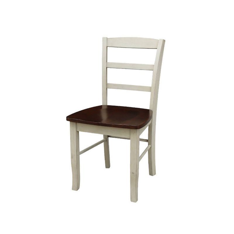 Set of 2 Traditional White Solid Wood Ladderback Side Chairs