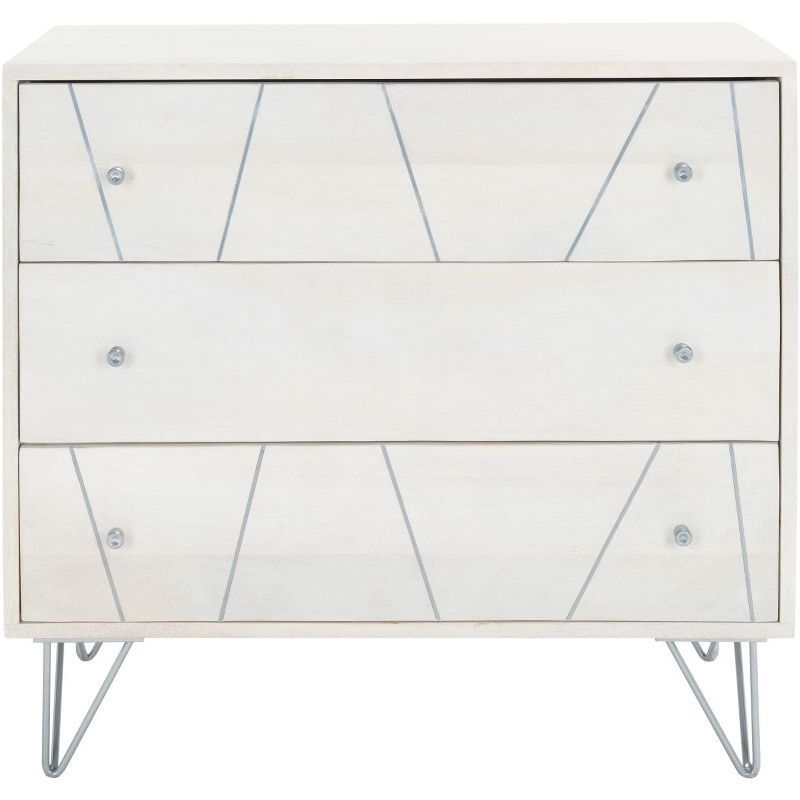 Mid-Century Modern Black and Rattan 3-Drawer Chest