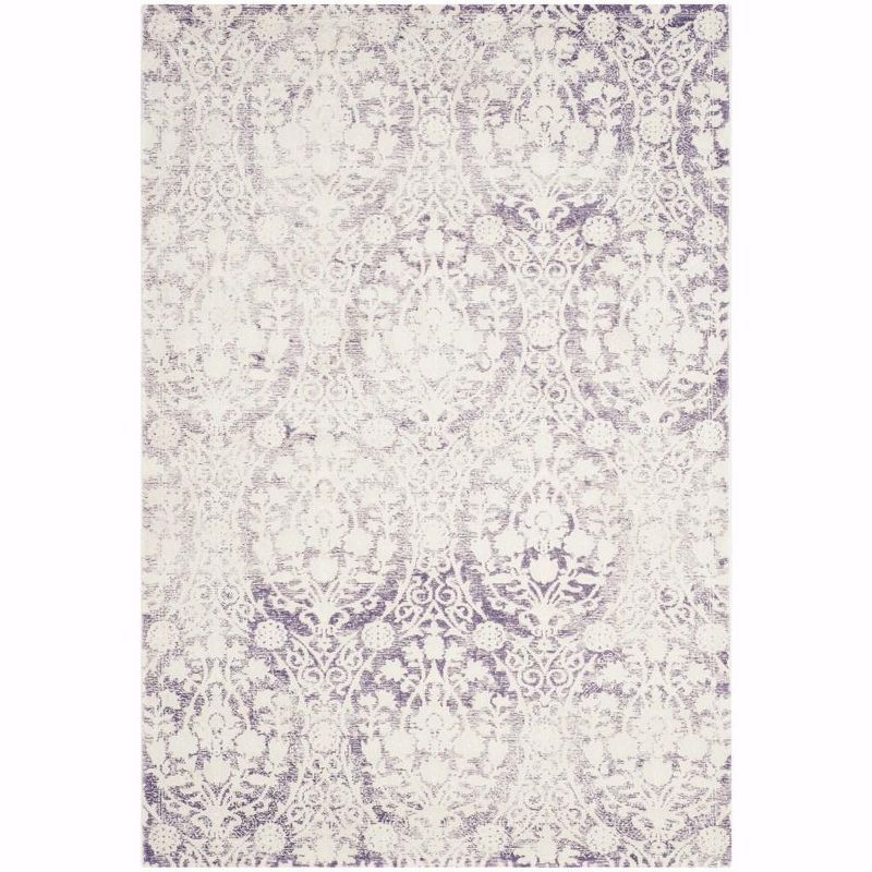 Lavender and Ivory Hand-Knotted Rectangular Area Rug