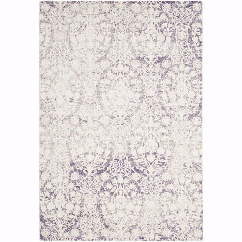 Lavender and Ivory Rectangular Synthetic Area Rug