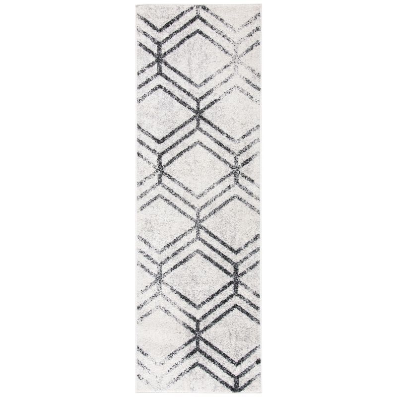 Off-White and Grey Geometric Easy-Care Synthetic Area Rug, 2'6" x 4'