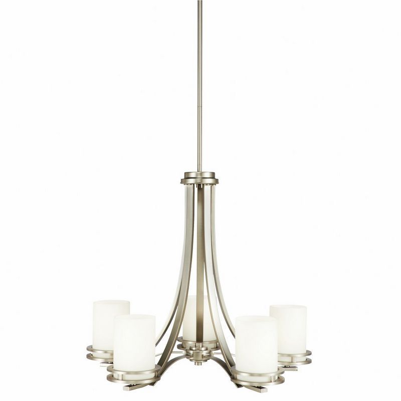 Hendrik 21.5" 5-Light Brushed Nickel Chandelier with Satin Etched Glass