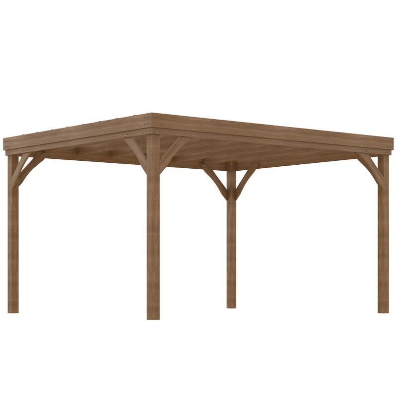 Outsunny 10' x 12' Brown Fir Wood Pergola Gazebo