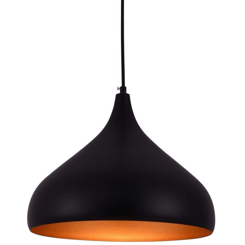 Circa Contemporary 12.5" Matte Black and Chrome Crystal Pendant Light