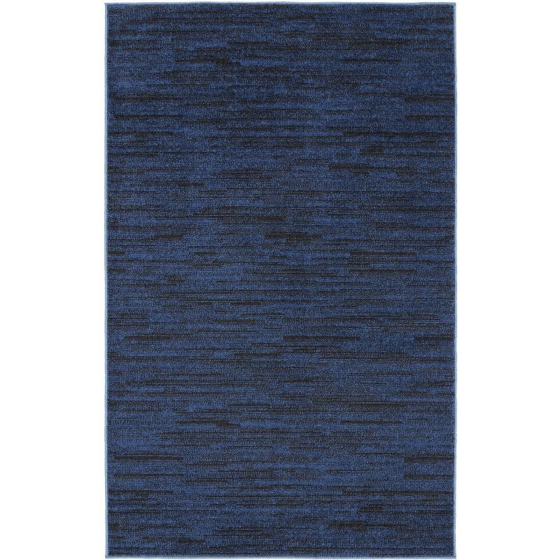 Midnight Blue Synthetic Rectangular 3' x 5' Easy-Care Rug