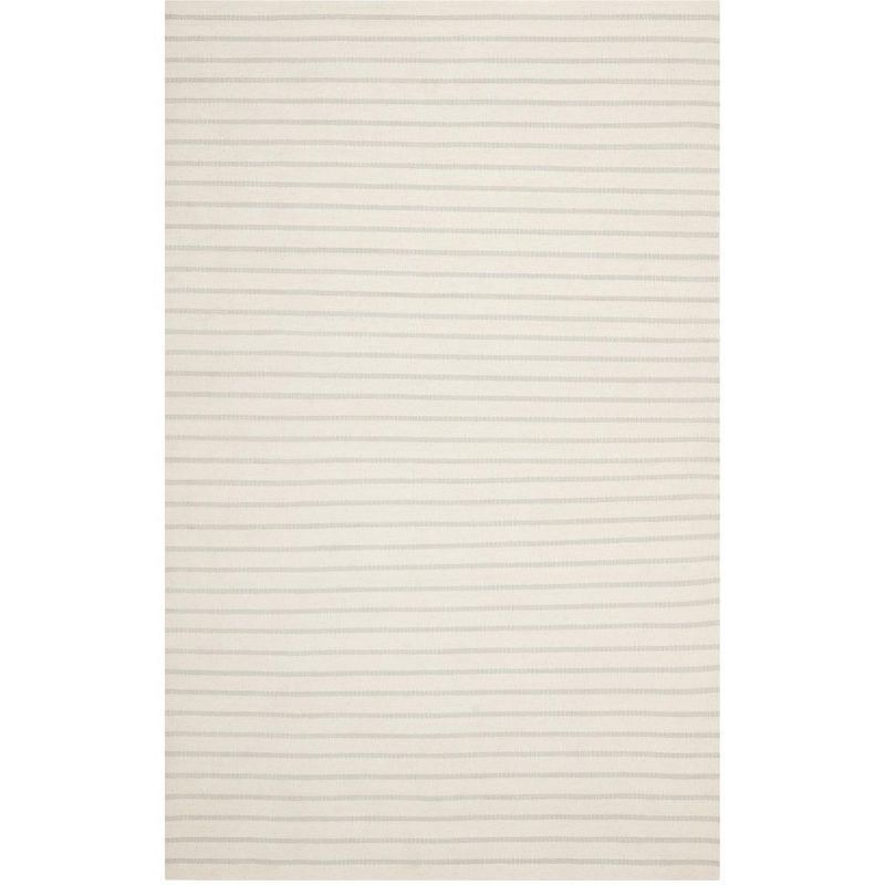 Elysian Fields Handwoven White Wool 5' x 8' Geometric Area Rug