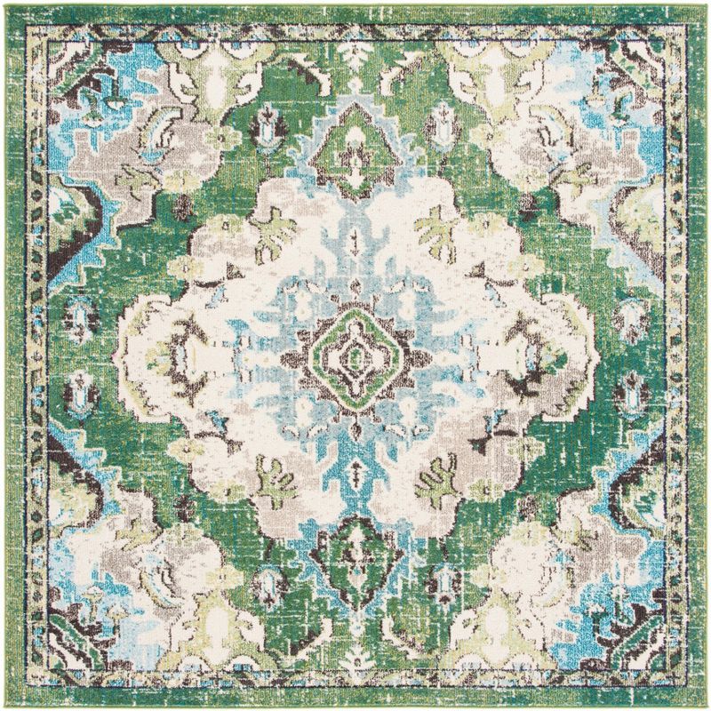 Elinor Light Blue Square Non-Slip Easy Care Area Rug, 5' x 5'