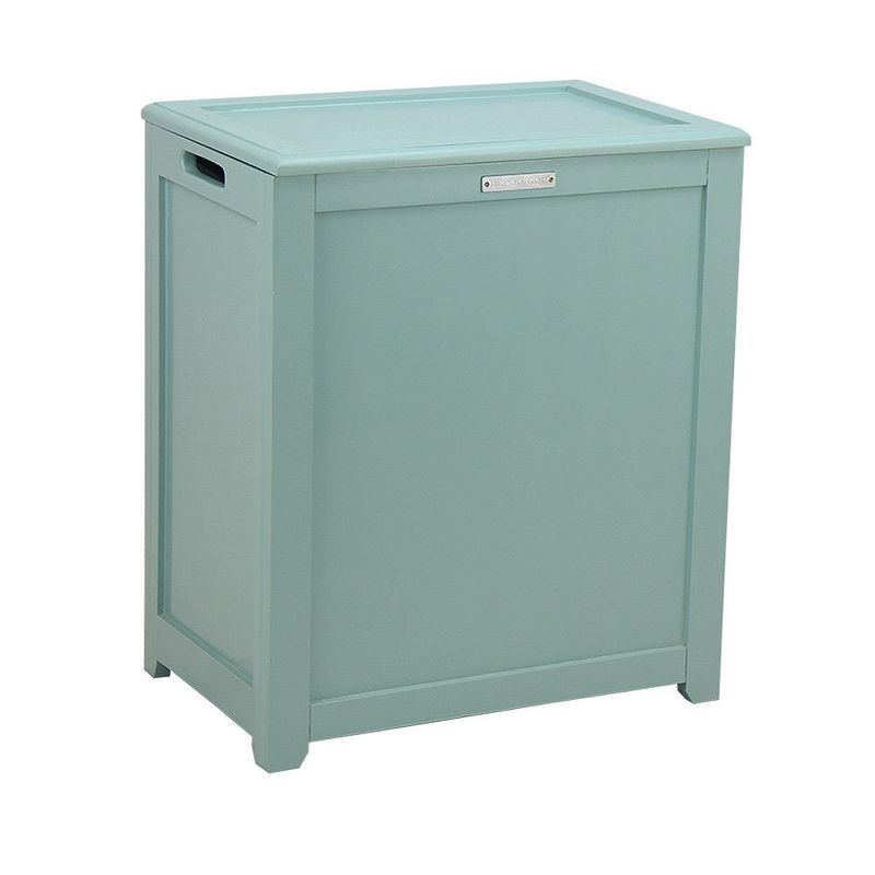 Turquoise MDF Wood Upright Laundry Hamper with Lid