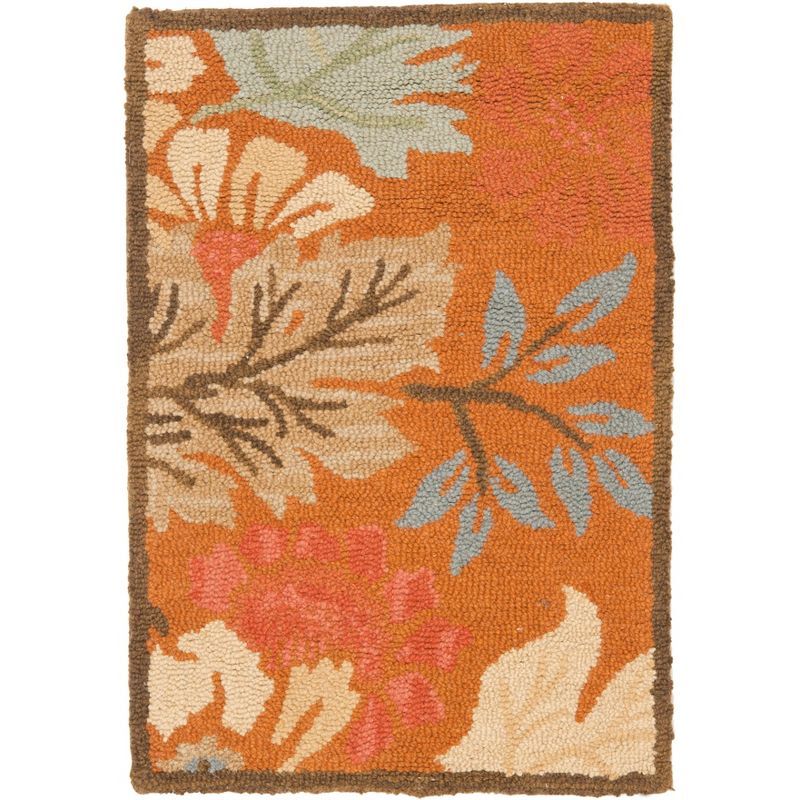 Handmade Red Floral Wool Rectangular Area Rug, 2' x 3'