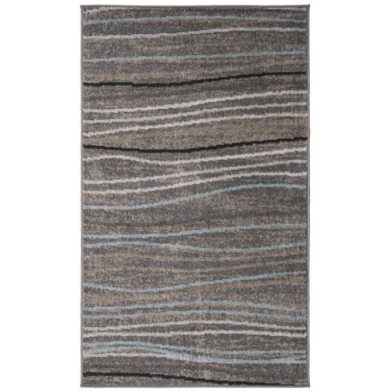 Silver and Beige Abstract Geometric Area Rug
