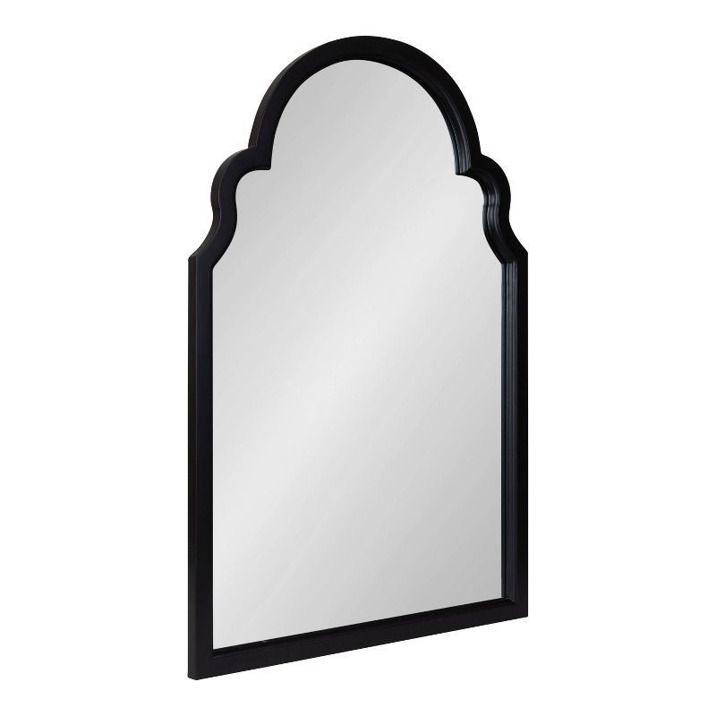 Hogan Black Wood Arched Wall Mirror with Scalloped Corners