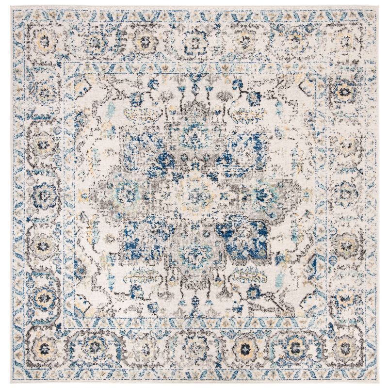 Grey and Ivory Square Hand-knotted Synthetic Area Rug