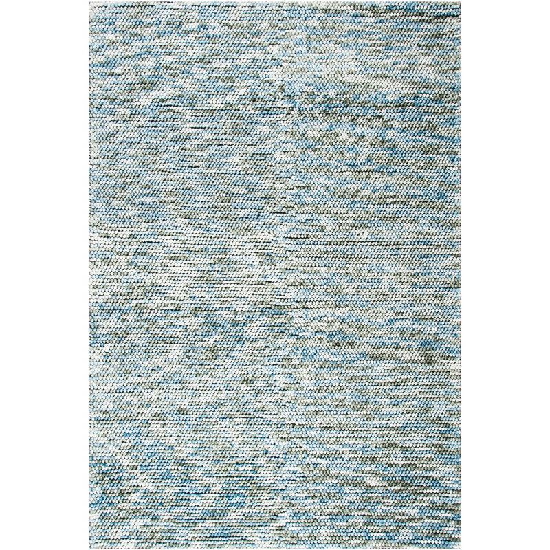 Hand-Tufted Blue and Ivory Wool Area Rug, 8' x 10'
