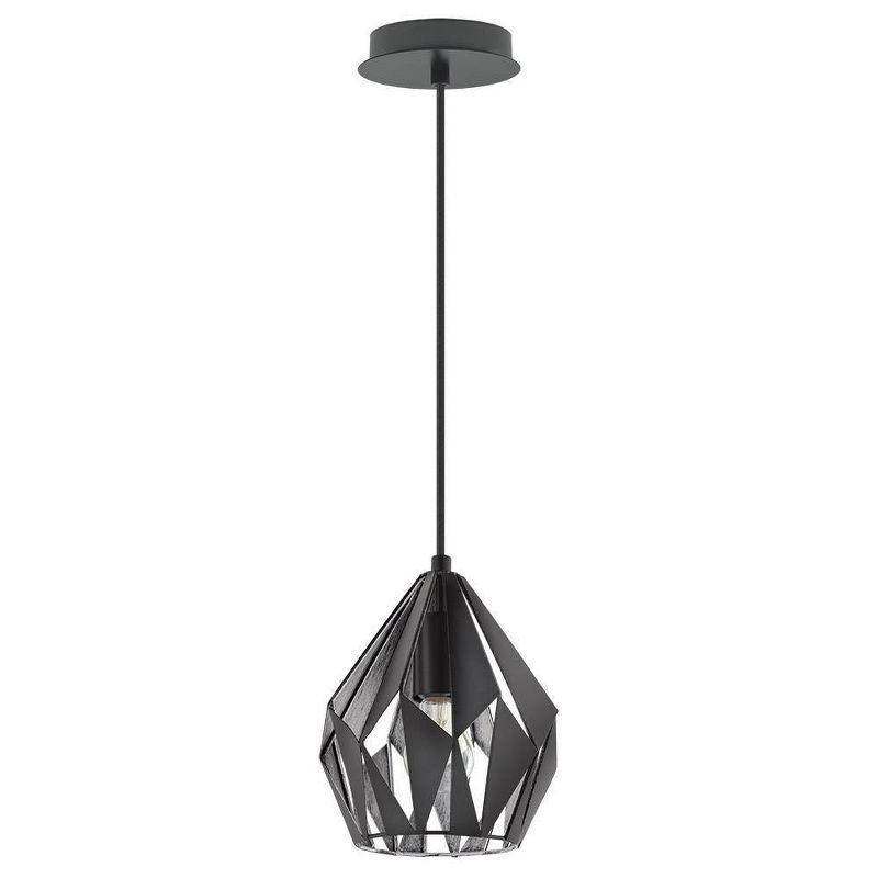 Carlton 3 Matte Black and Silver Industrial Pendant Light