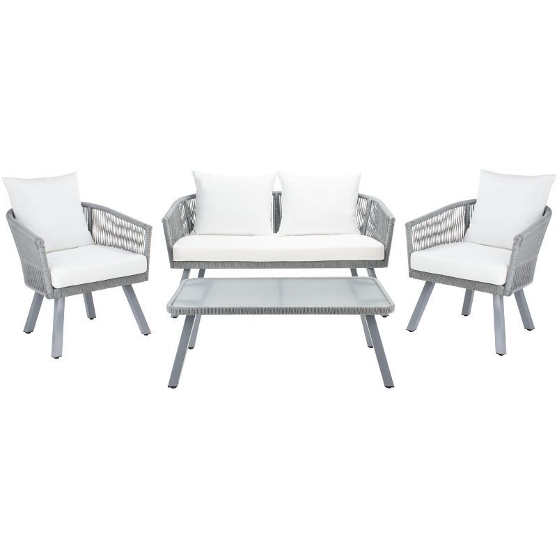 Belmi 4-Piece Grey/Beige Rope-Detailed Outdoor Patio Set