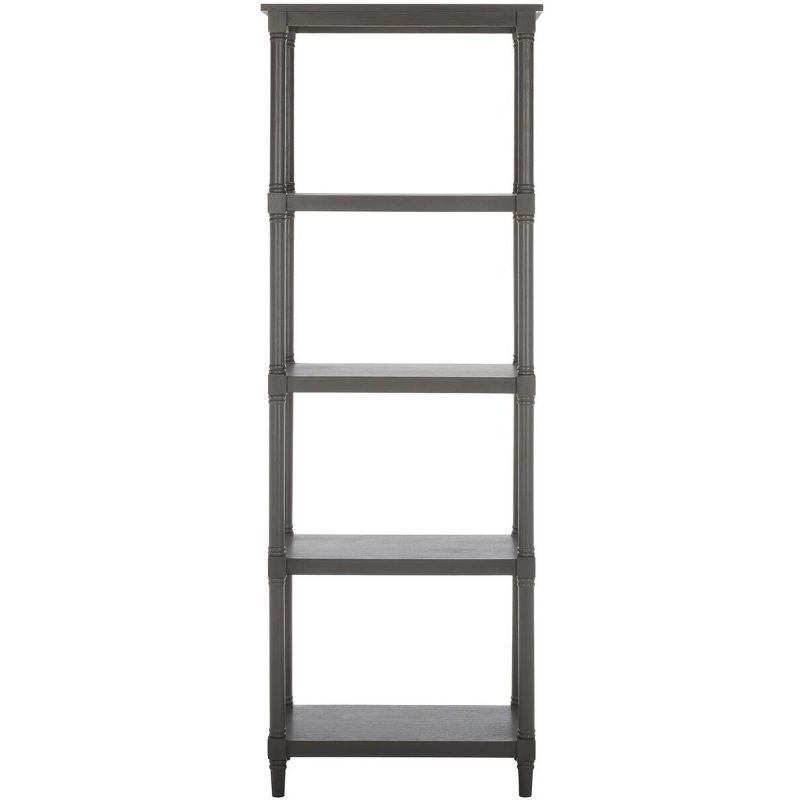 Transitional Gray Pine Wood 5-Tier Spindle Bookcase