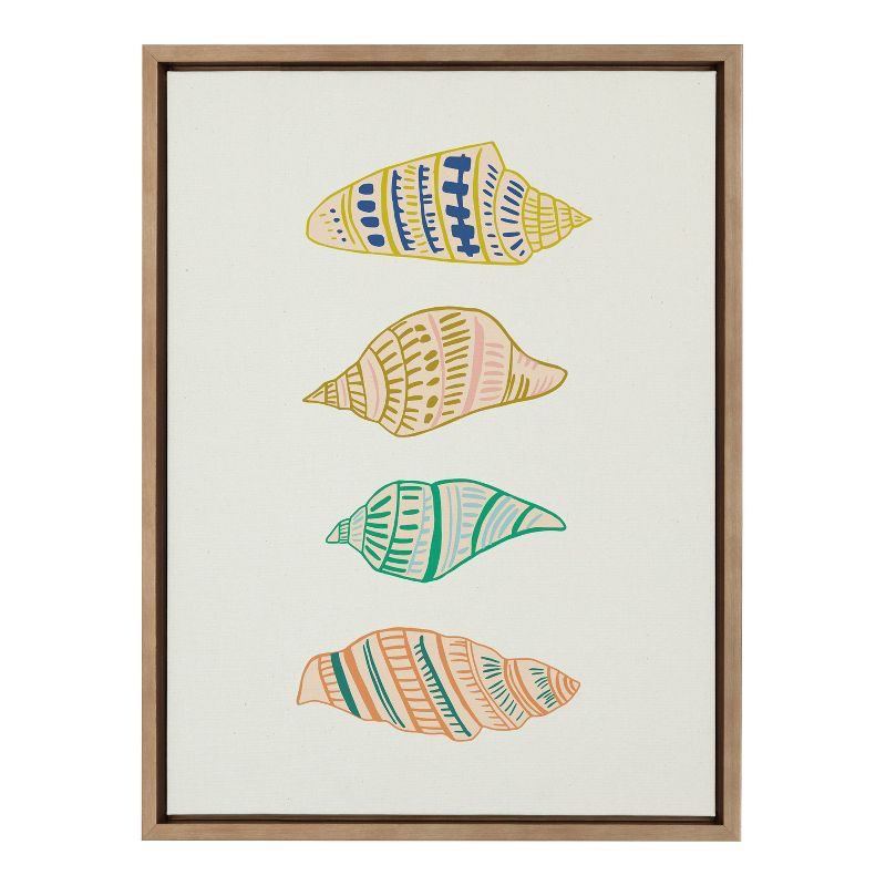 Ocean Treasures Multicolor Shell Canvas Art with Wooden Frame