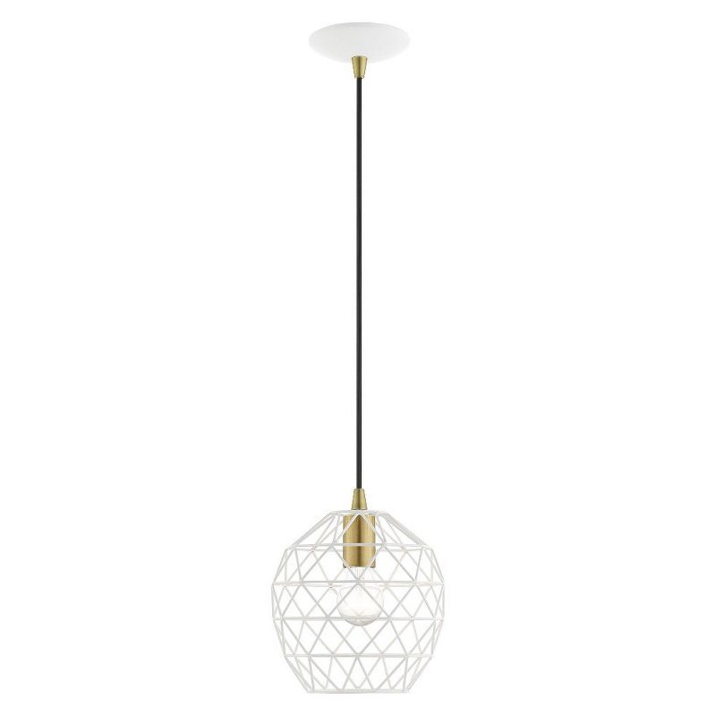 Mini Globe Indoor/Outdoor White Pendant Light with Hand-Welded Shade