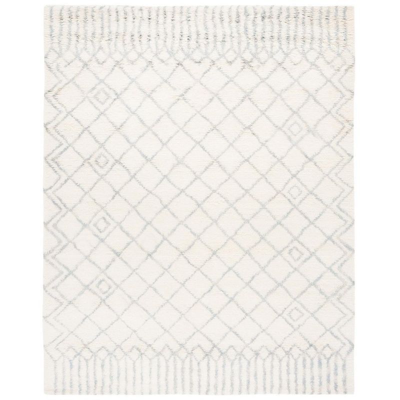 Ivory Blue 8' x 10' Hand-Tufted Wool Shag Rug