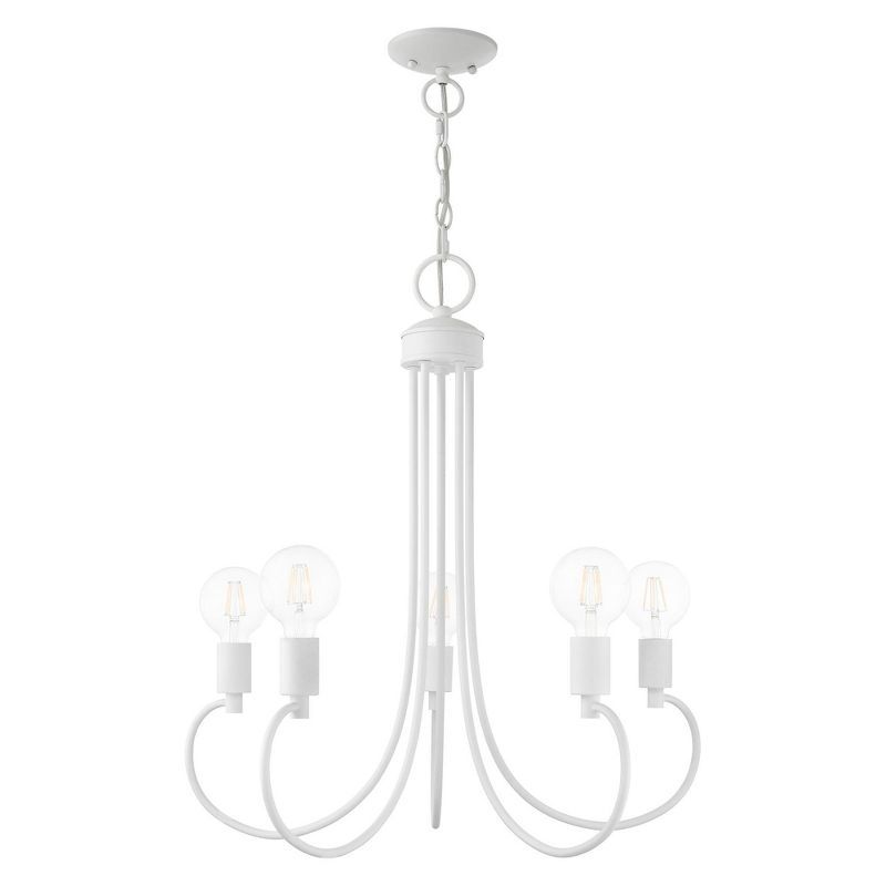 Elegant White Crystal 5-Light Chandelier with Brass Accents